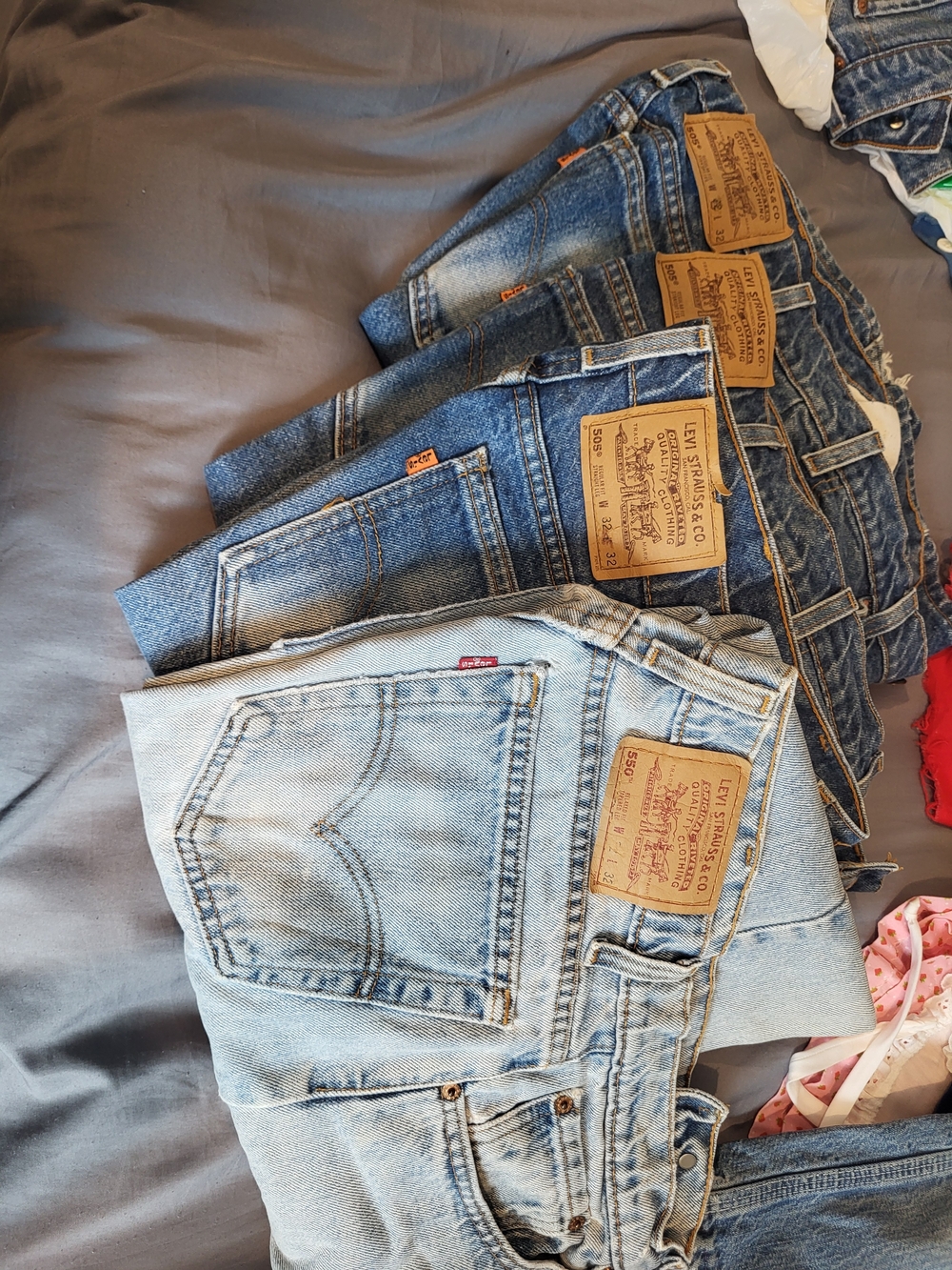 Levi's 501 & 550 Denim Jeans Set Of 4 32x32 USA Made 100% cotton